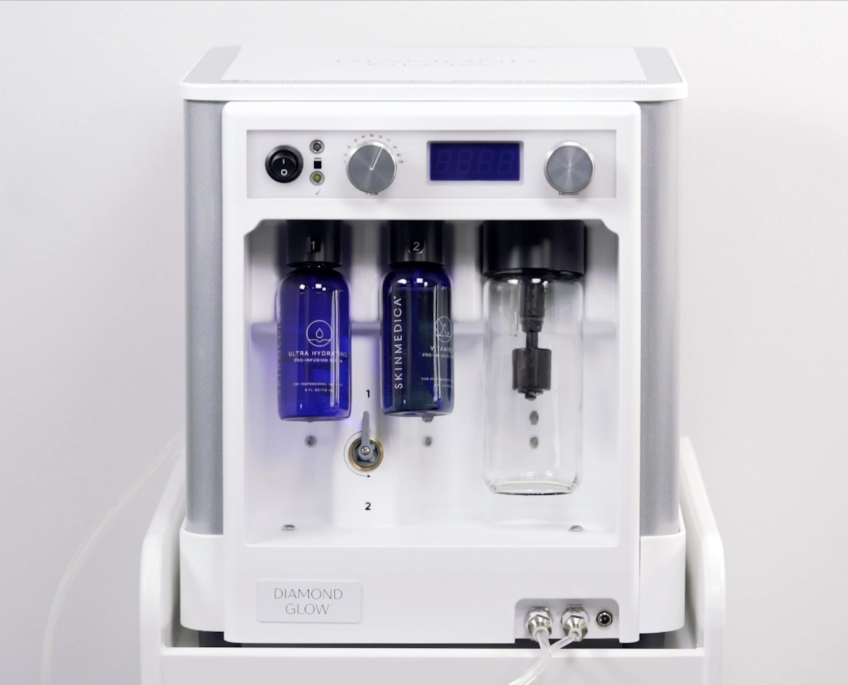 DiamondGlow device front on view with skinmedica pro infusion serums