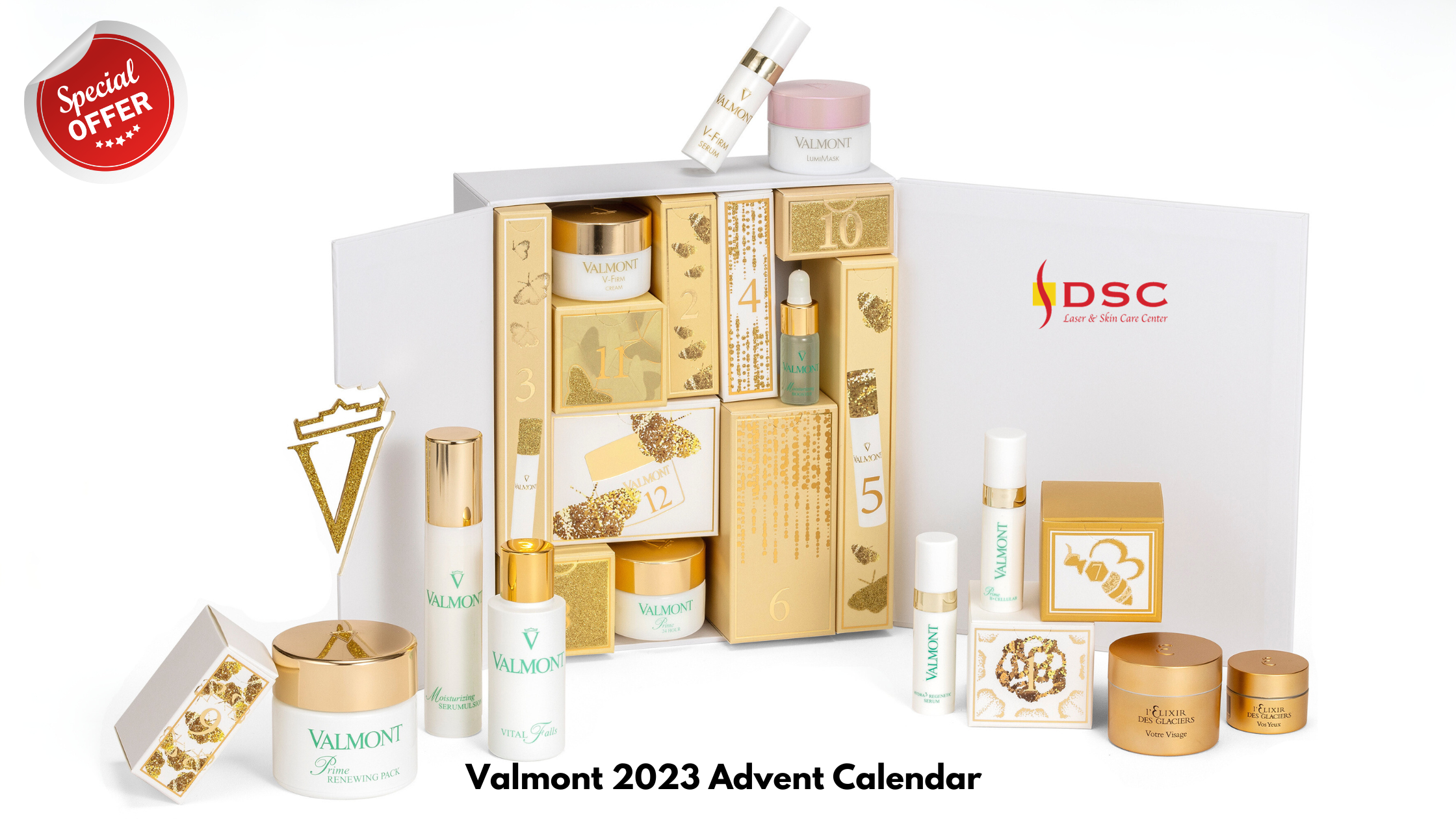 DSC Valmont 2023 Advent Calendar Winter Illuminations box opened with product contents displayed