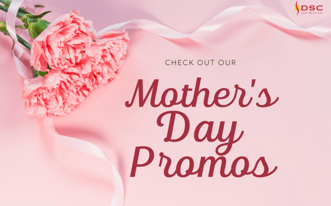 DSC Mother's Day Promos 2024 Blog Banner with pink background and pink carnation with background image of pink ribbon in left upper corner, DSC logo in upper right corner and the text " Check out our Mother's Day Promos"