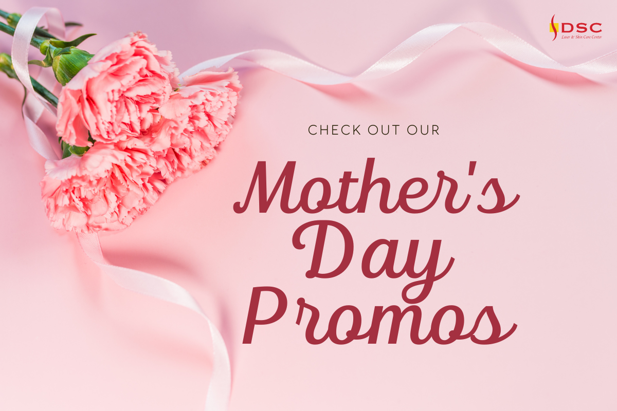 DSC Mother's Day Promos 2024 Blog Banner with pink background and pink carnation with background image of pink ribbon in left upper corner, DSC logo in upper right corner and the text " Check out our Mother's Day Promos"