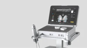 Ultherapy PRIME device close up with grey background