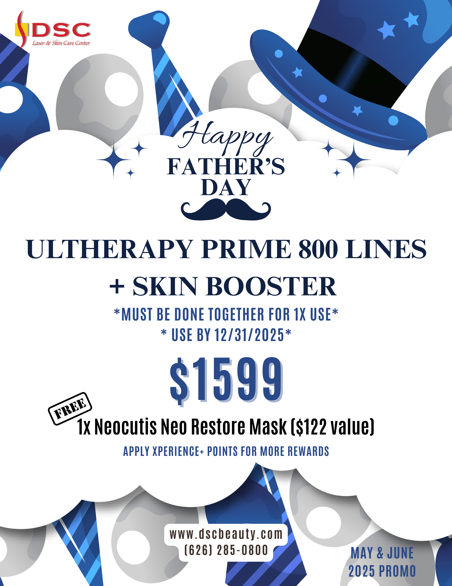2025 Father's Day June Ultherapy PRIME Promo Flyer - 800 Lines Ultherapy PRIME & 1x Skin Booster Treatment for $1599