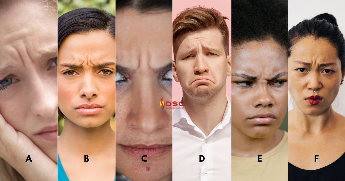 DSC Botox frown line types blog graphic of six different presentations of frown lines
